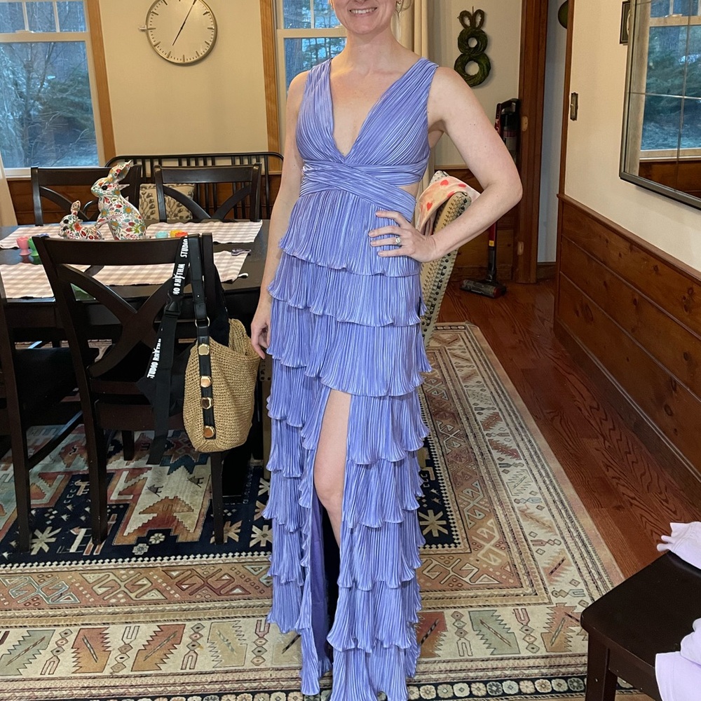 Lulu’s Elegant Periwinkle Tiered Dress